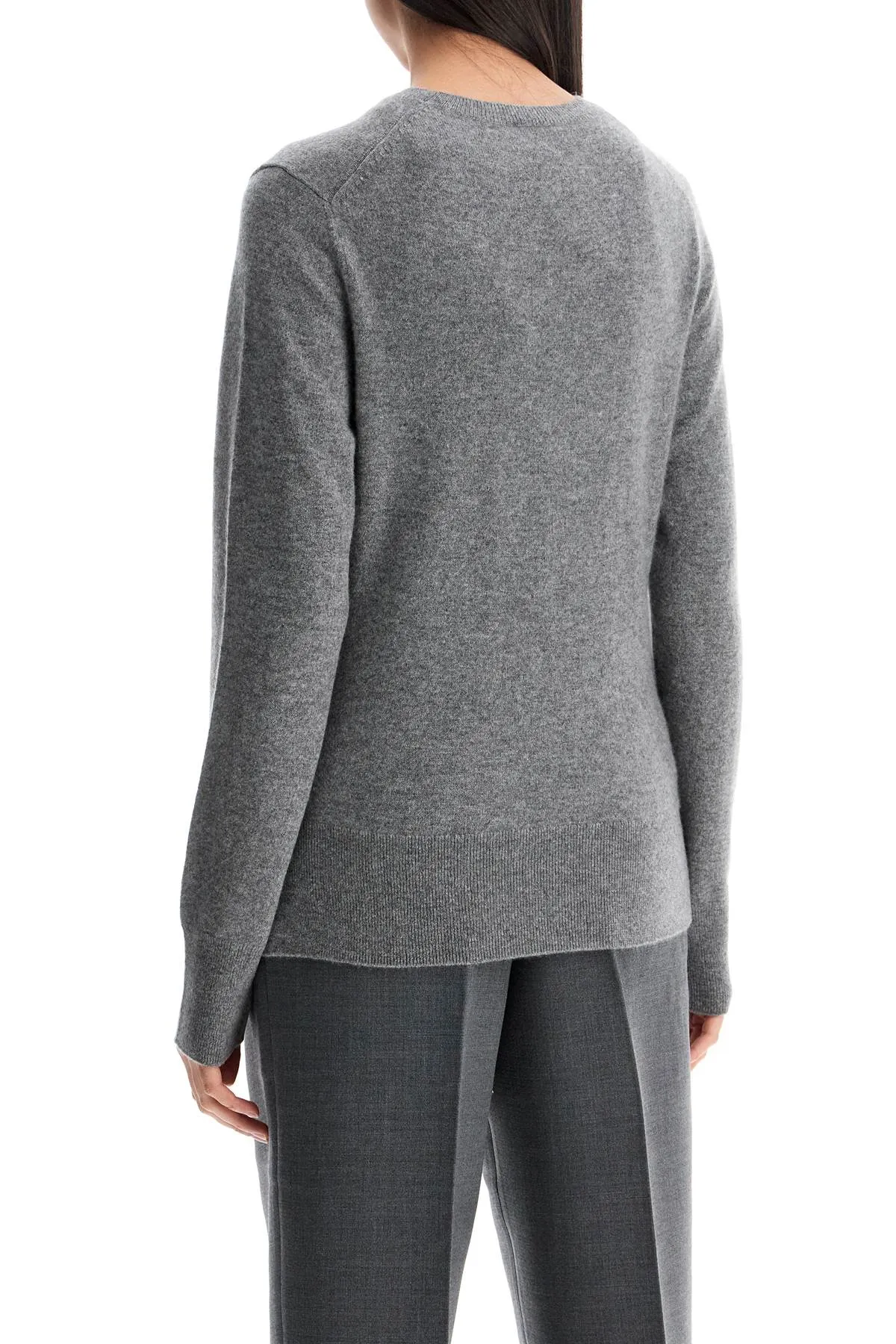 asymmetrical grey mélange cashmere sweater 242 WRT1734 YA0016 GREY MELANGE