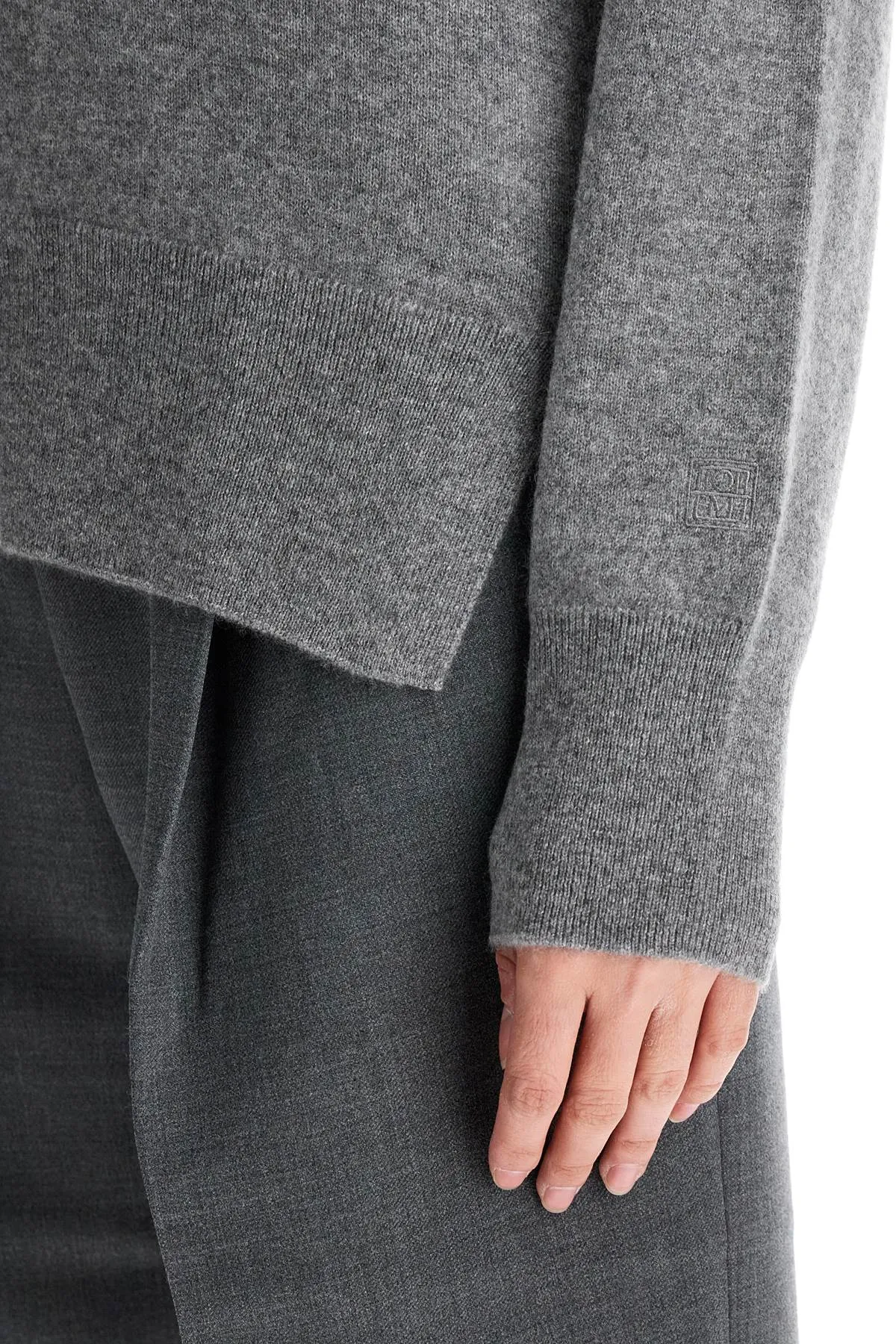 asymmetrical grey mélange cashmere sweater 242 WRT1734 YA0016 GREY MELANGE