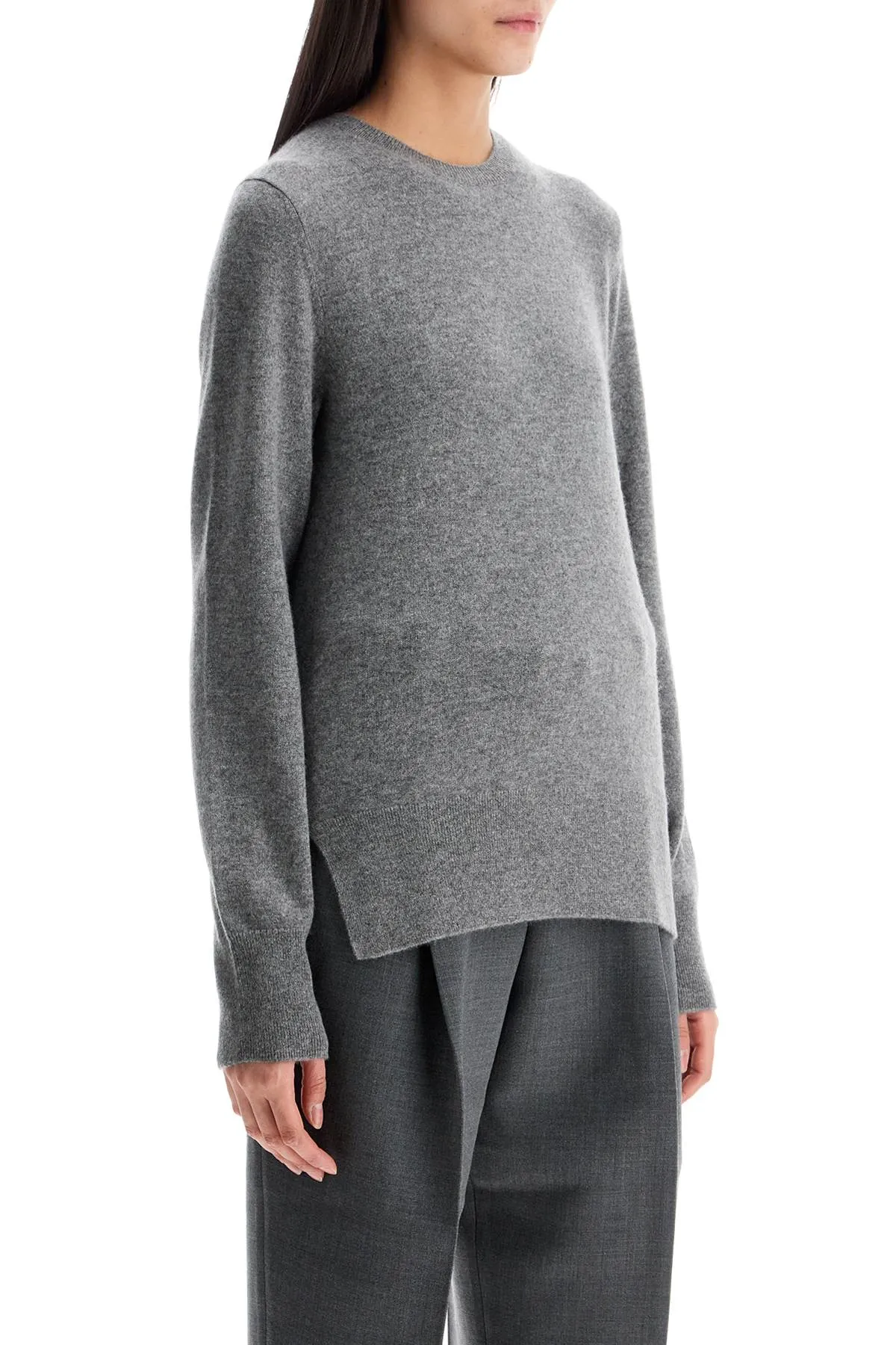 asymmetrical grey mélange cashmere sweater 242 WRT1734 YA0016 GREY MELANGE