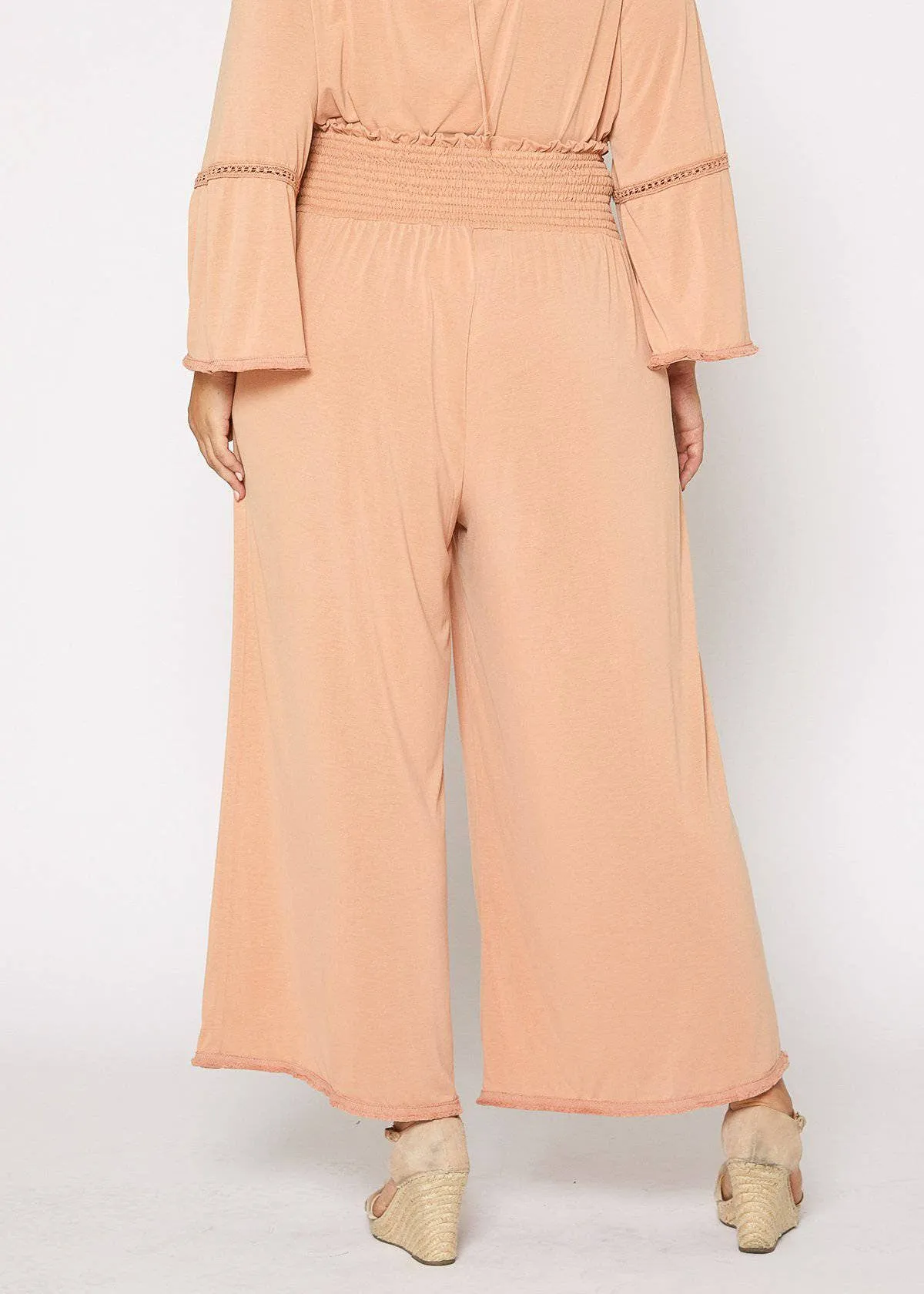 Beige Wide Leg Palazzo Pants