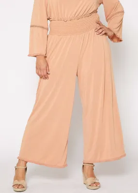Beige Wide Leg Palazzo Pants