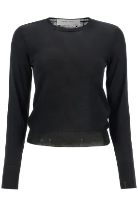 black merino wool sweater with golden applications for women GWP00952 P000665 BLACK