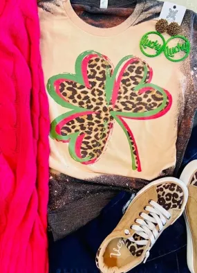 Bleached Leopard Shamrock Tee