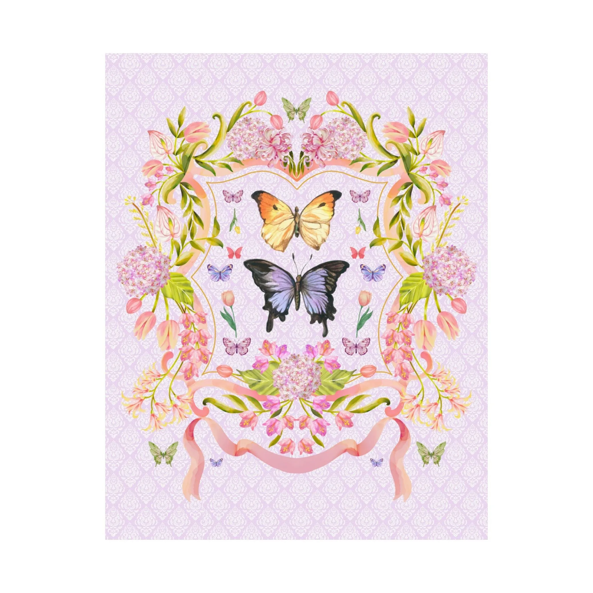 Boho Butterfly Poster With Flowers