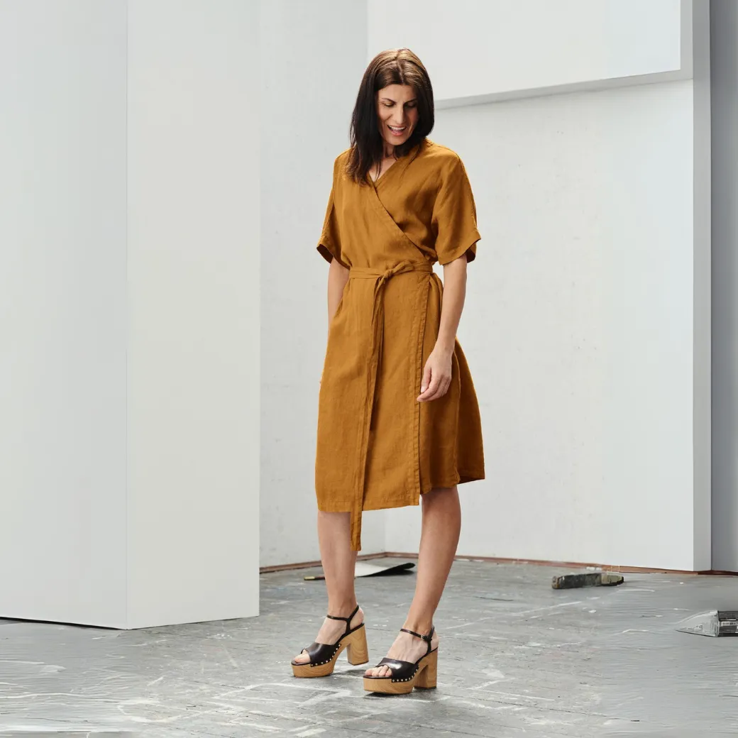 Bronze Linen Vine Dress
