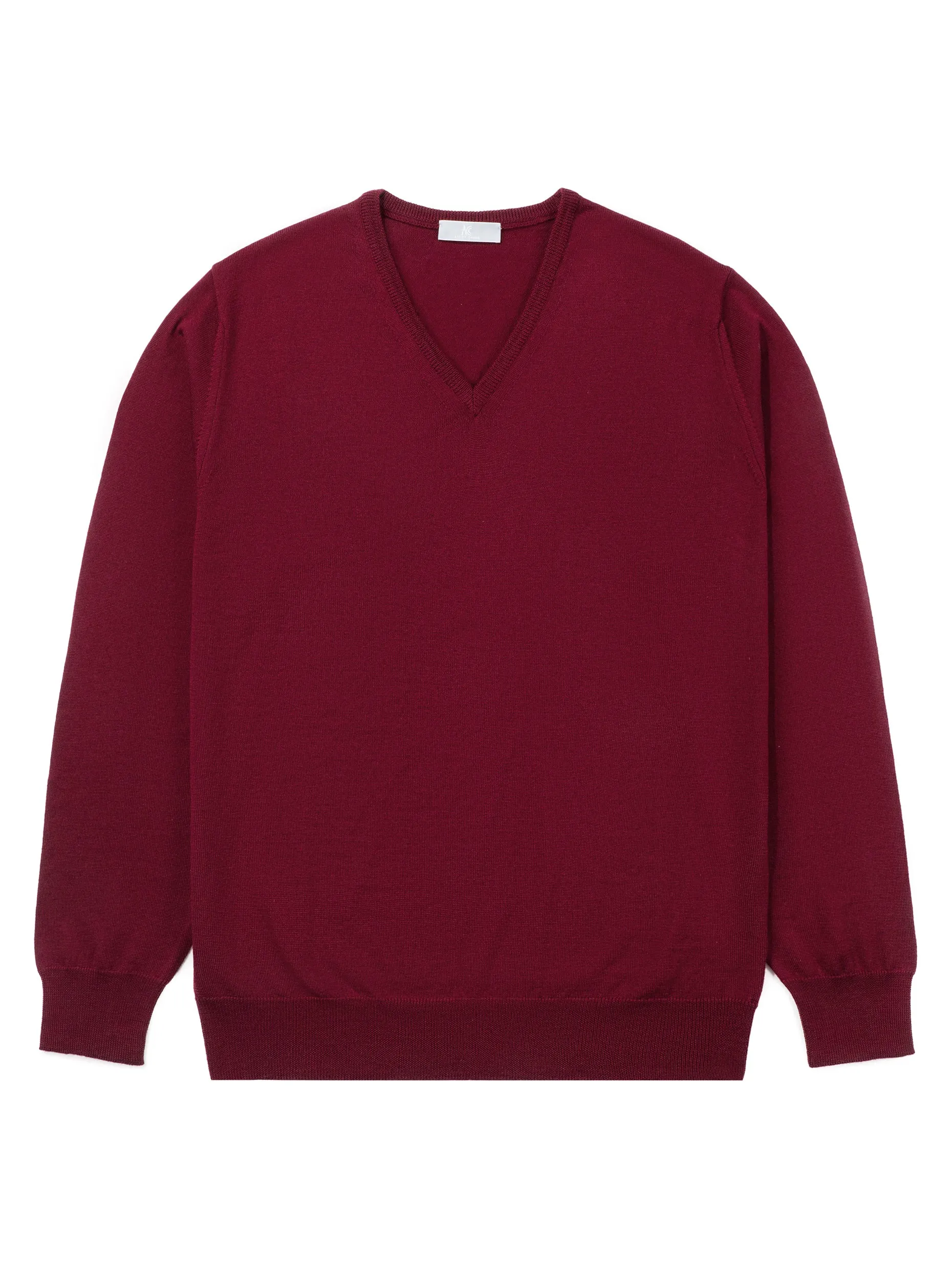 Burgundy V-Neck Long-Sleeve Sweater
