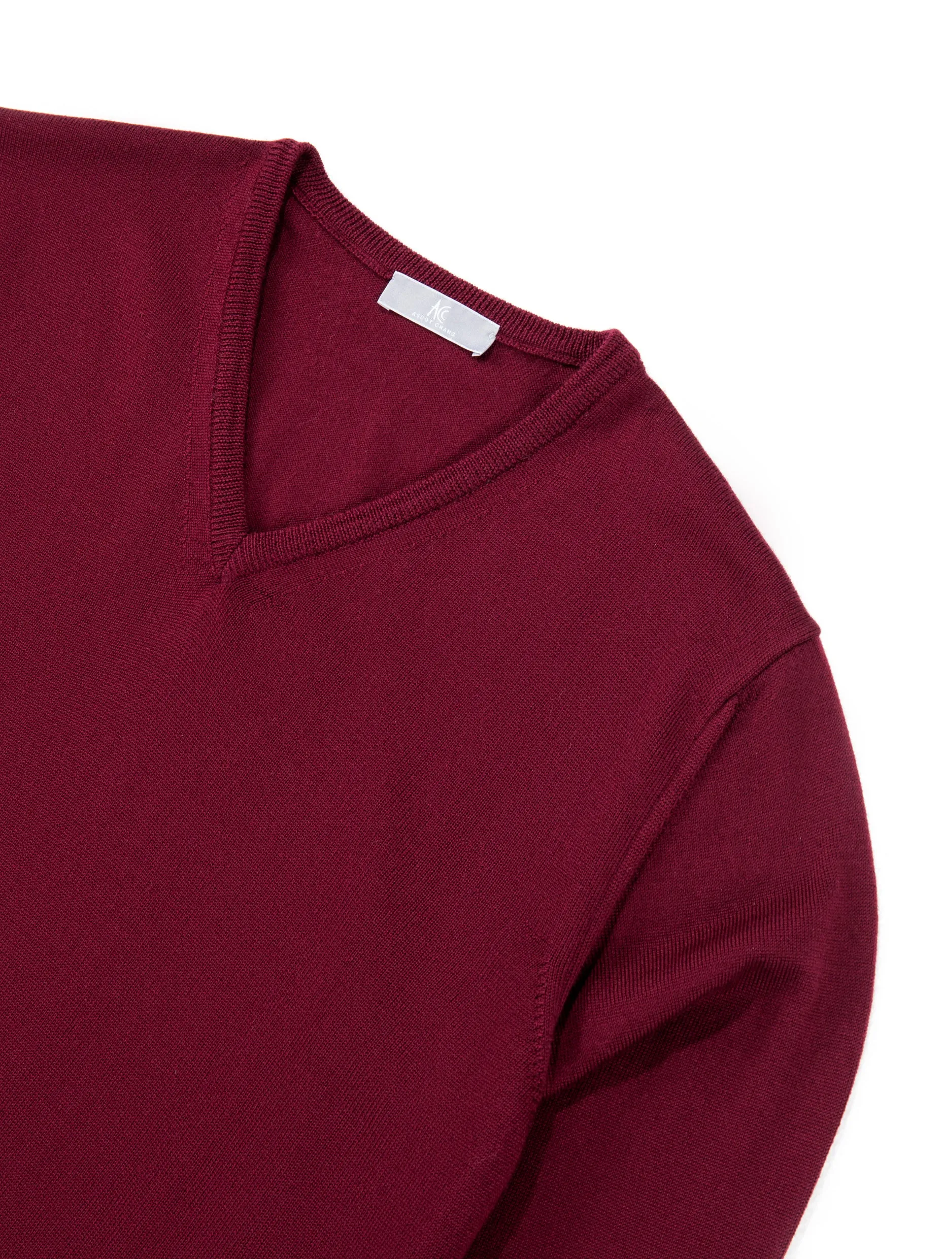 Burgundy V-Neck Long-Sleeve Sweater