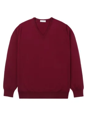 Burgundy V-Neck Long-Sleeve Sweater