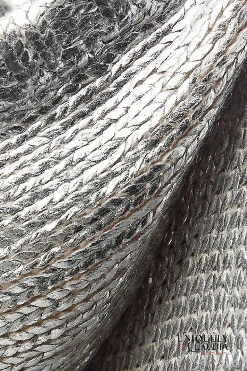 Casey Chic Metallic Foil Knit Hooded Sweater