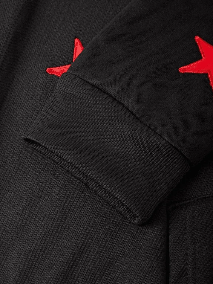 Chicmy-Men's Patch Star Zip Up Hoodie