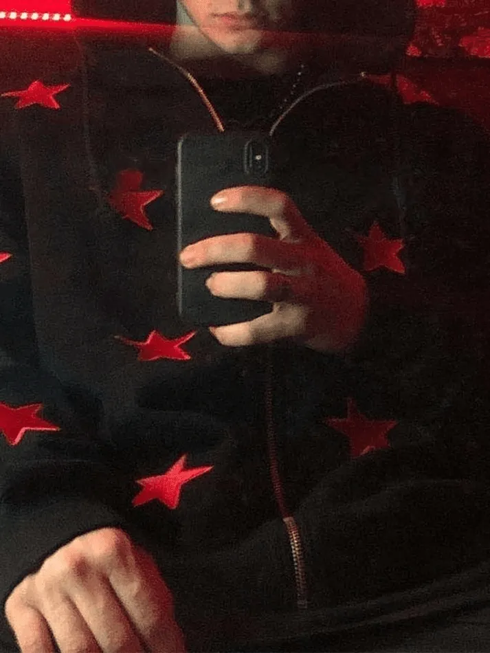 Chicmy-Men's Patch Star Zip Up Hoodie