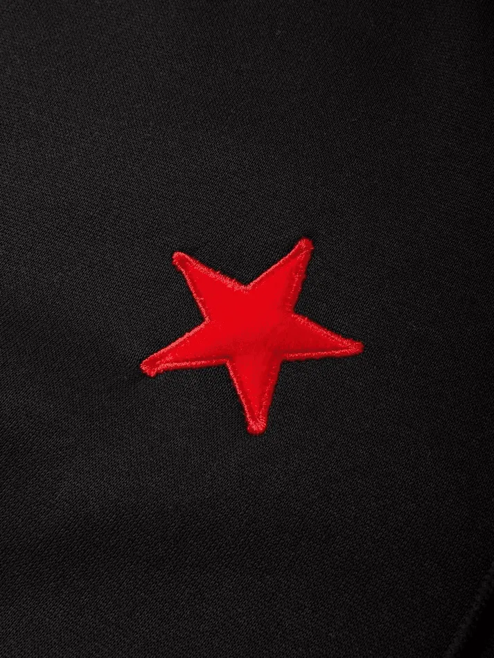 Chicmy-Men's Patch Star Zip Up Hoodie