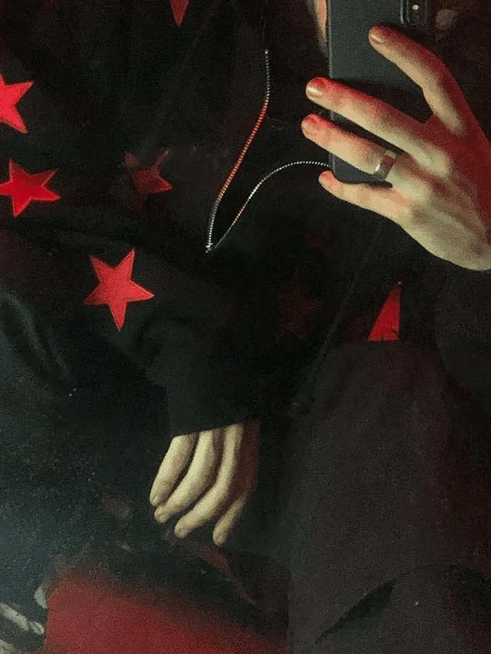 Chicmy-Men's Patch Star Zip Up Hoodie