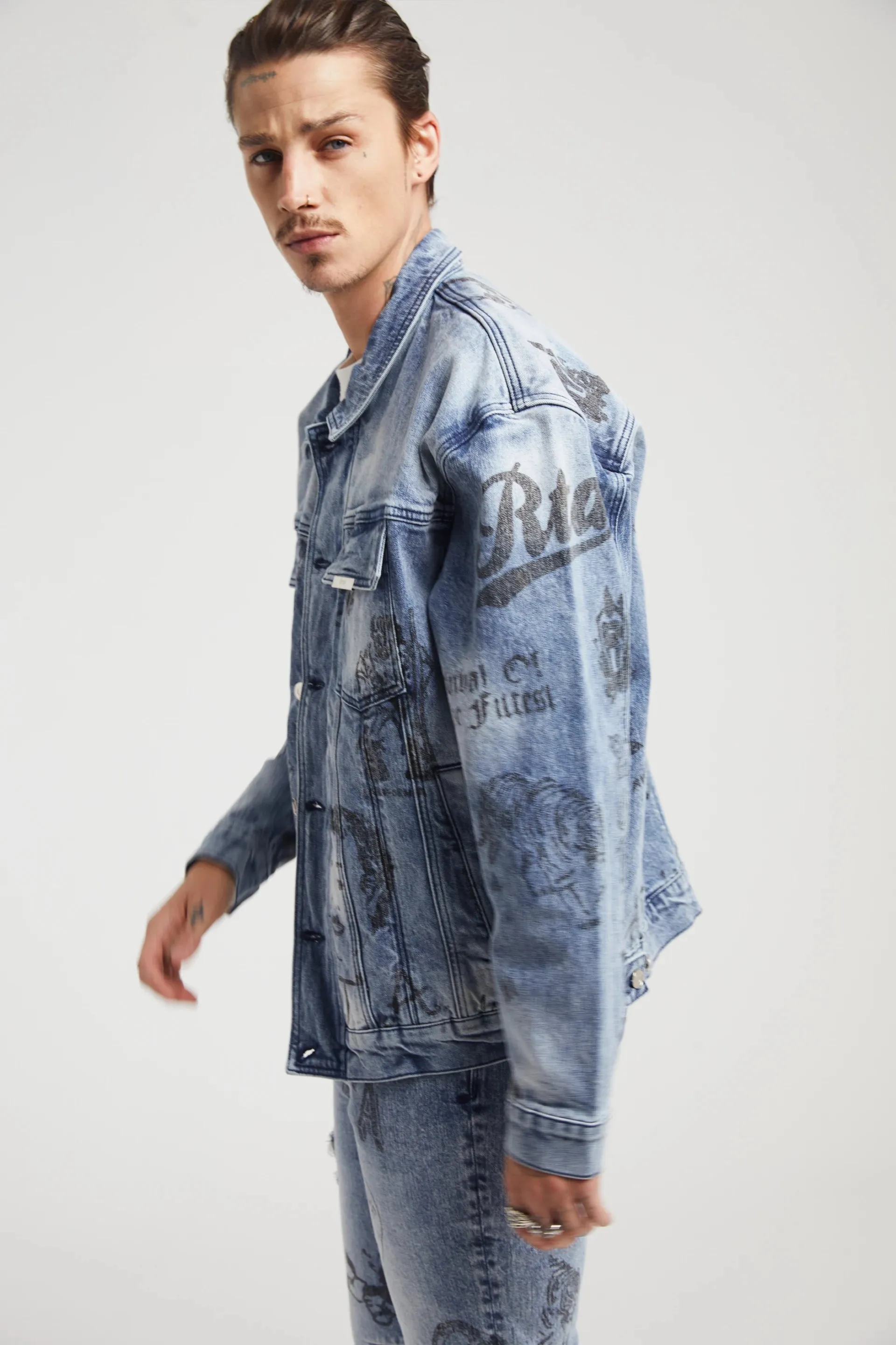 DANNY JEAN JACKET | LIGHT WASH SCRIBBLE