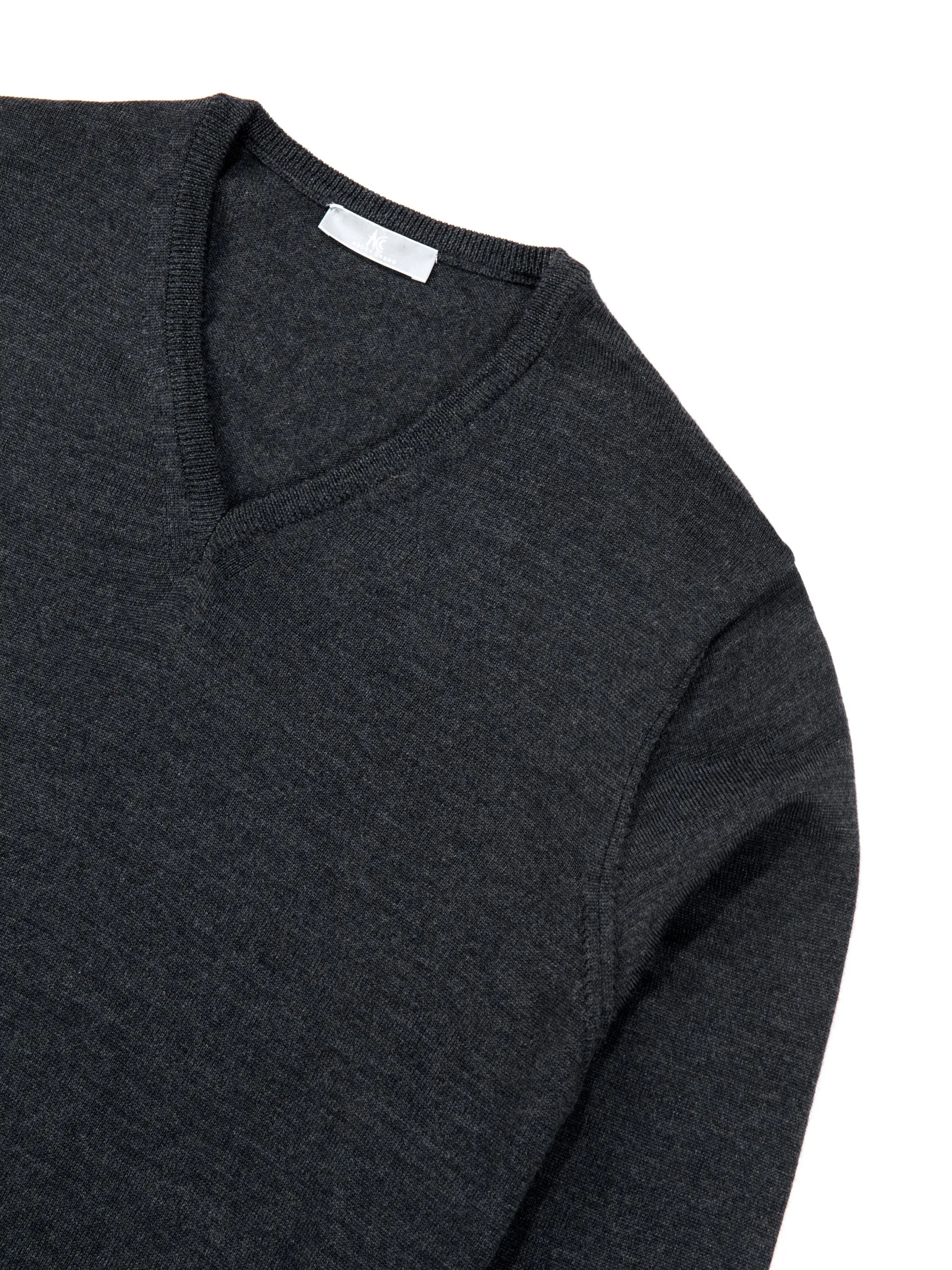 Dark Grey V Neck Long-Sleeve Sweater