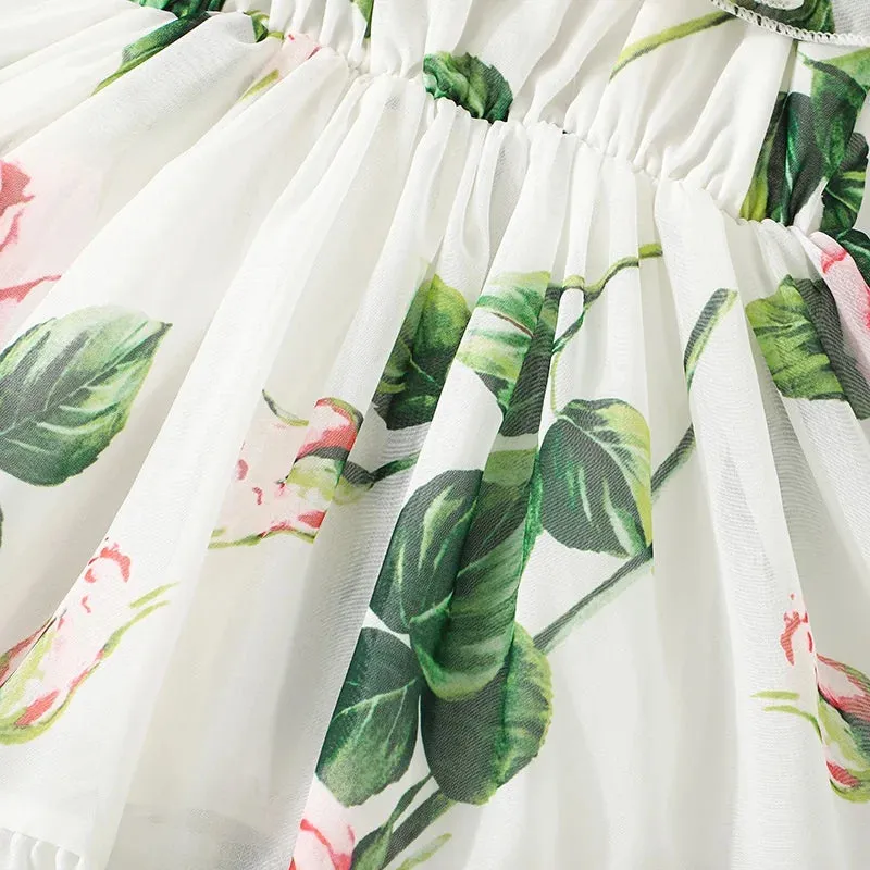 Dress For Kids 1-6 Years old Birthday Korean Style Fashion Short Sleeve Cute Floral Princess Formal Dresses For Baby Girl