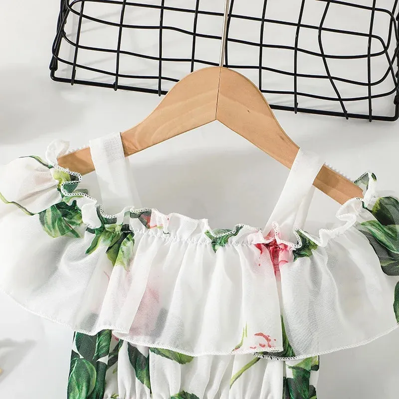 Dress For Kids 1-6 Years old Birthday Korean Style Fashion Short Sleeve Cute Floral Princess Formal Dresses For Baby Girl