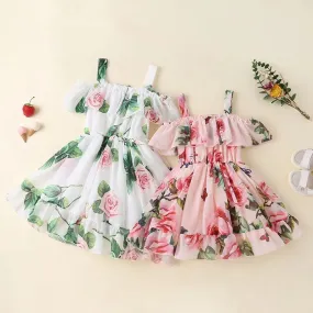 Dress For Kids 1-6 Years old Birthday Korean Style Fashion Short Sleeve Cute Floral Princess Formal Dresses For Baby Girl