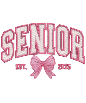Embroidered Coquette Senior 2025 Est. Pink Bow Hoodies