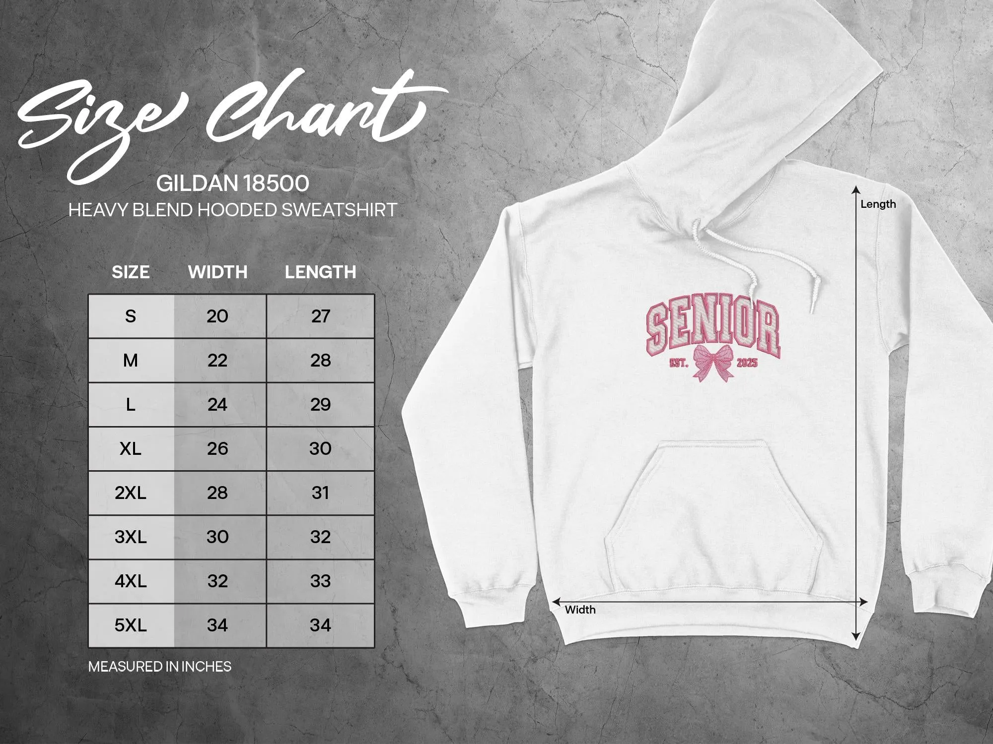 Embroidered Coquette Senior 2025 Est. Pink Bow Hoodies