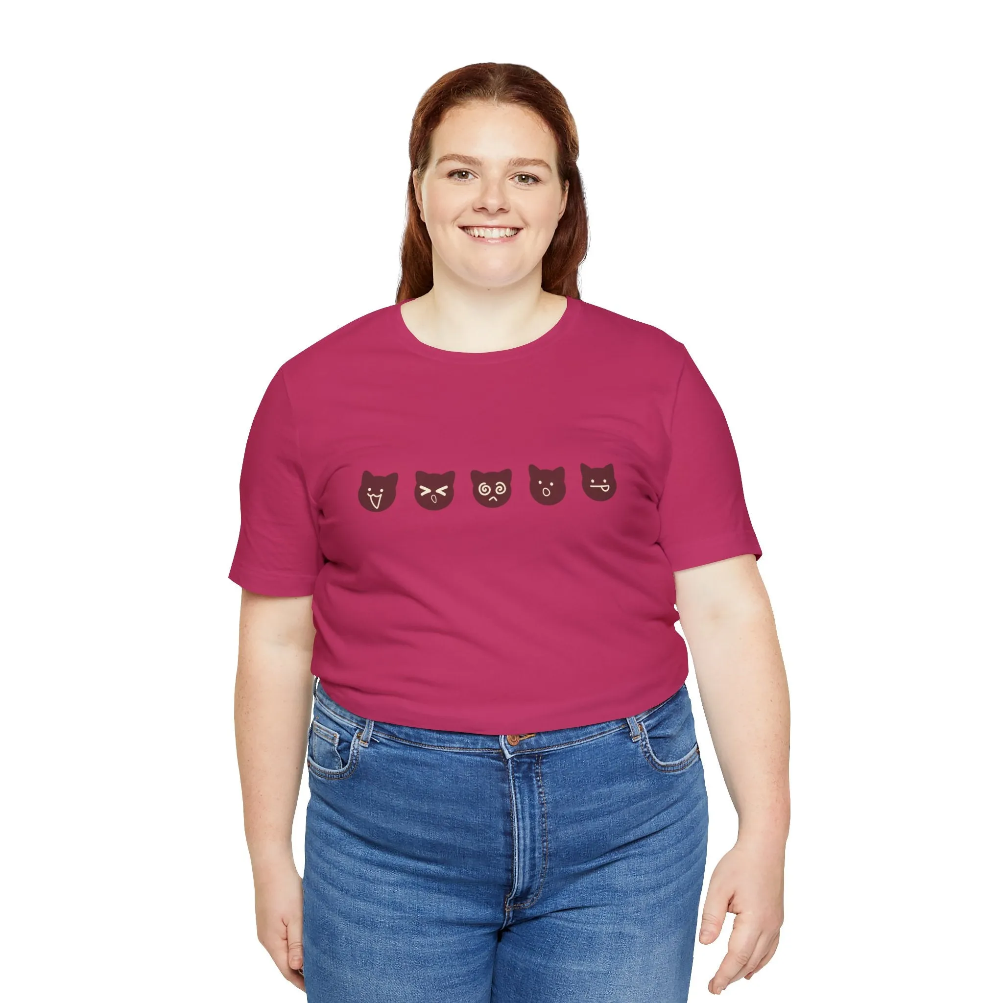 Exclusive Cute Cat Boba Soft Cotton Jersey Short Sleeve Unisex Tee T-shirt