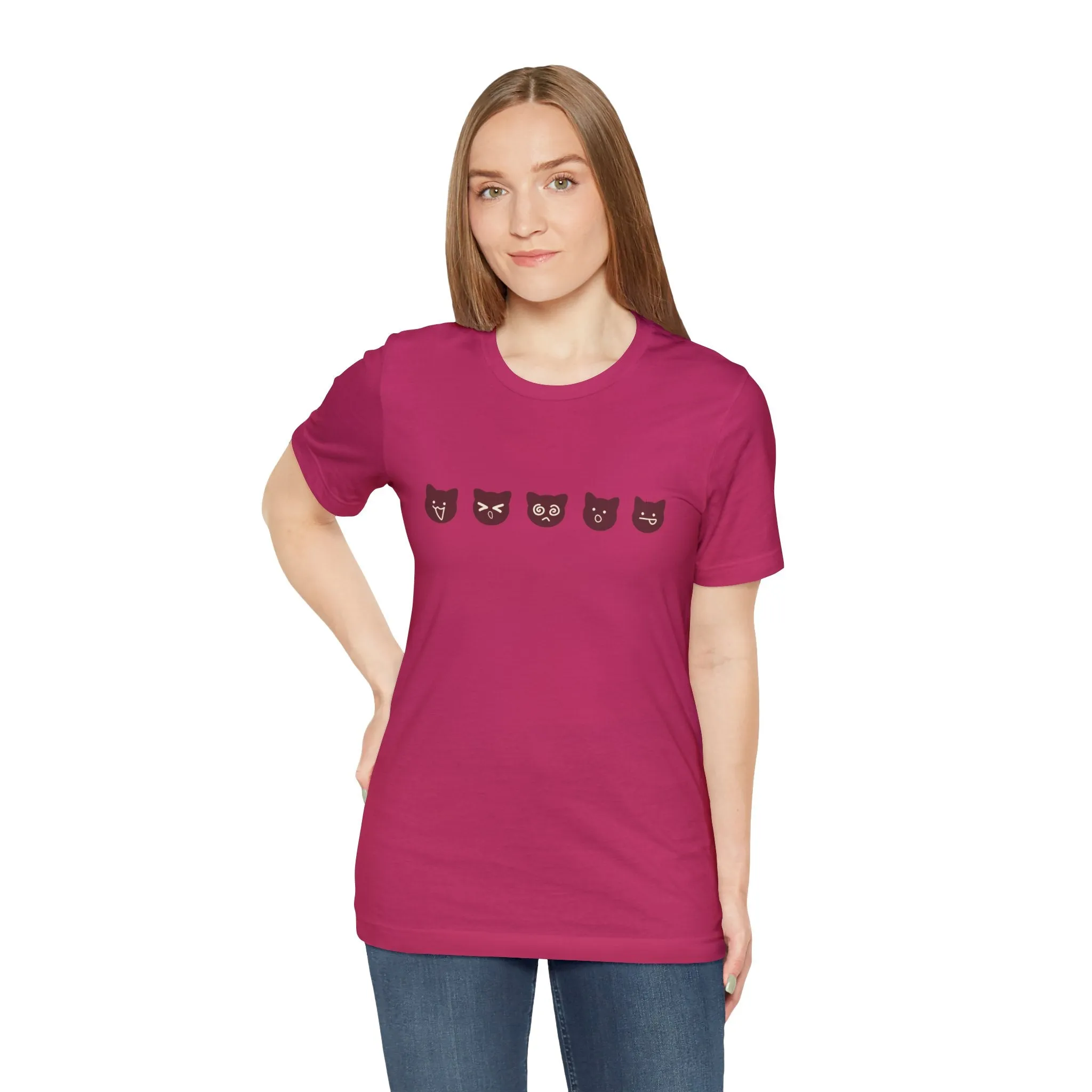 Exclusive Cute Cat Boba Soft Cotton Jersey Short Sleeve Unisex Tee T-shirt