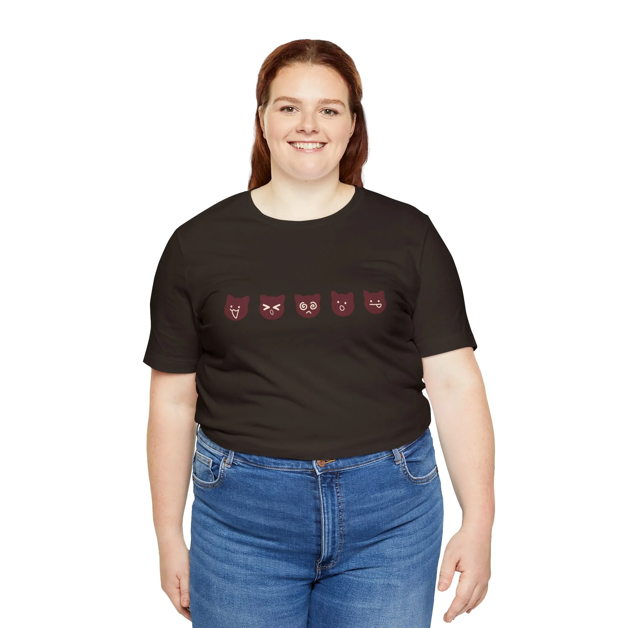 Exclusive Cute Cat Boba Soft Cotton Jersey Short Sleeve Unisex Tee T-shirt