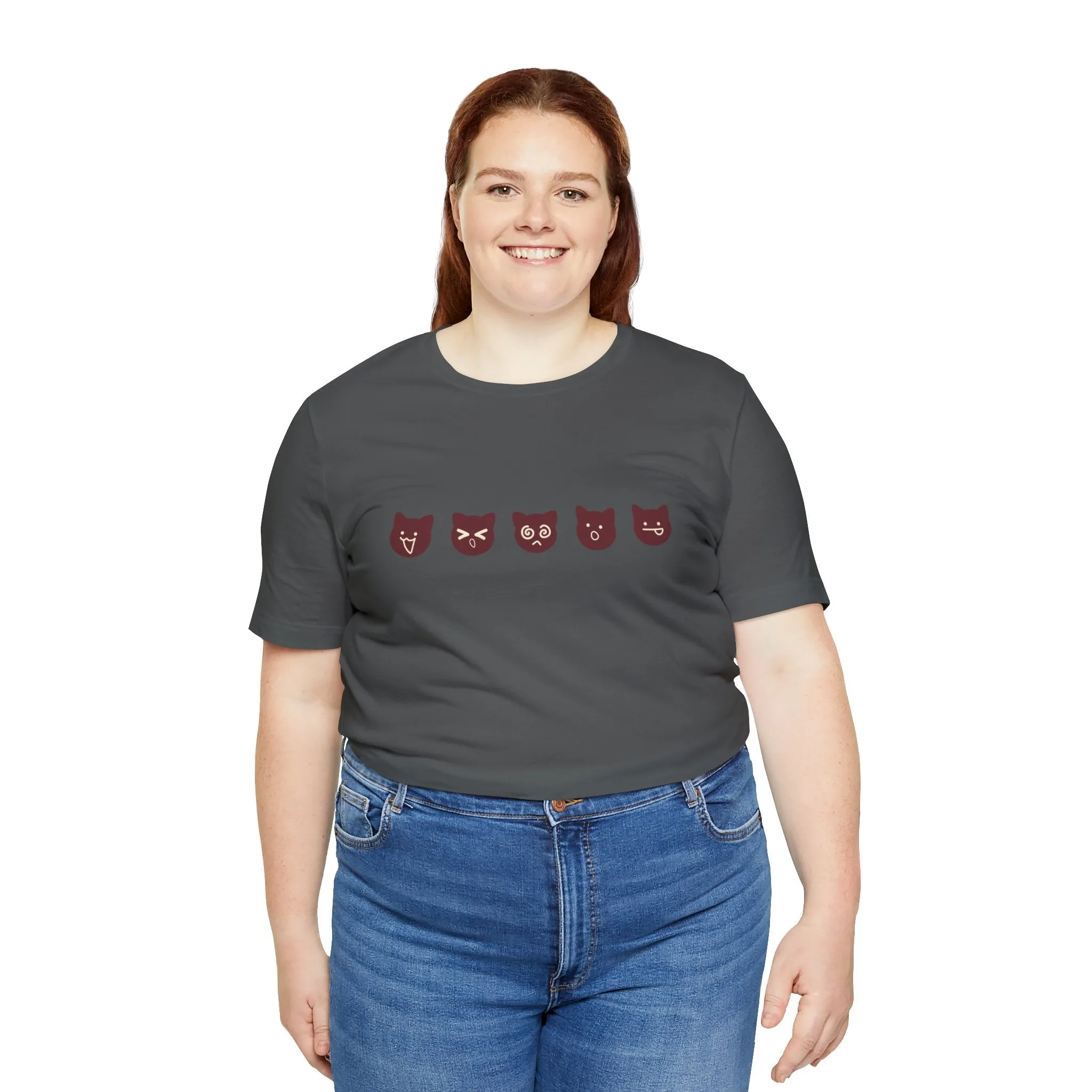 Exclusive Cute Cat Boba Soft Cotton Jersey Short Sleeve Unisex Tee T-shirt