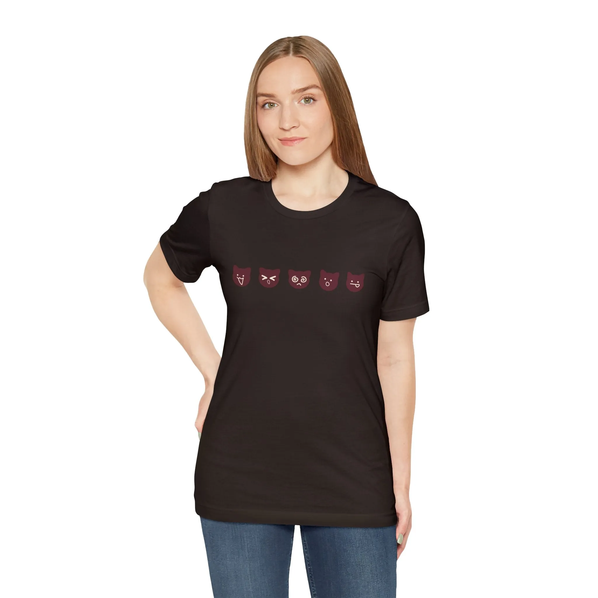 Exclusive Cute Cat Boba Soft Cotton Jersey Short Sleeve Unisex Tee T-shirt