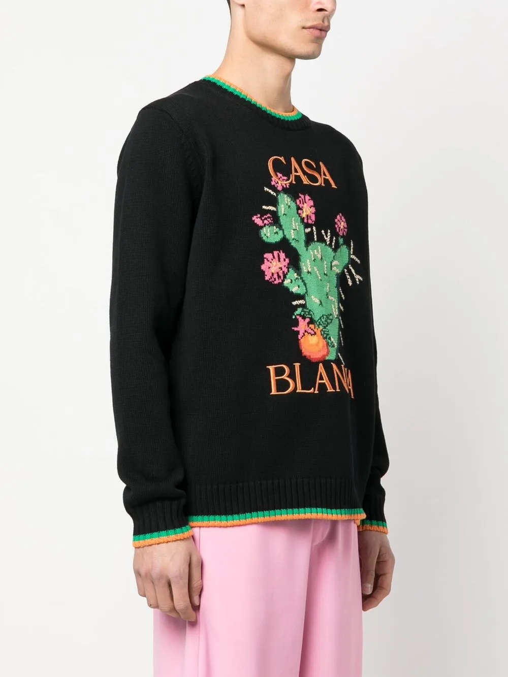 floral-intarsia crew-neck jumper