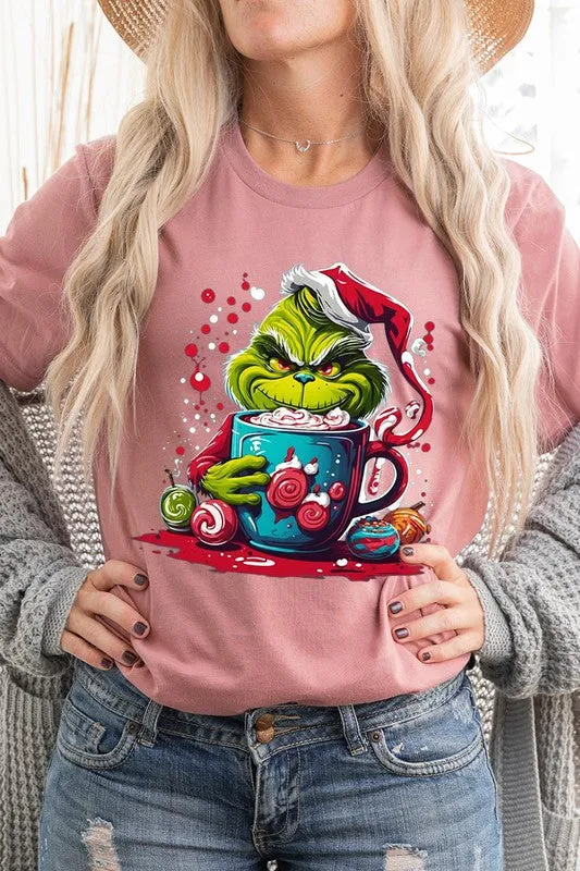 Giggling Grinch Christmas Holiday Unisex Short Sleeve Graphic Tee T-Shirt