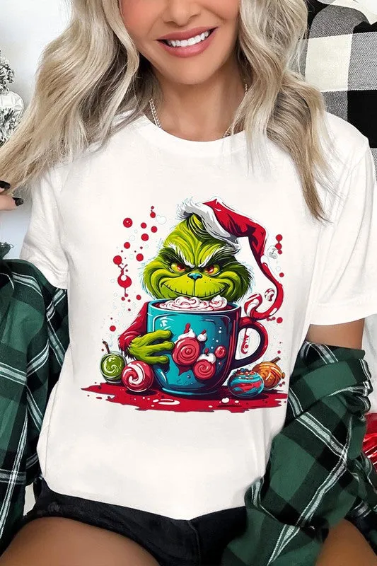 Giggling Grinch Christmas Holiday Unisex Short Sleeve Graphic Tee T-Shirt
