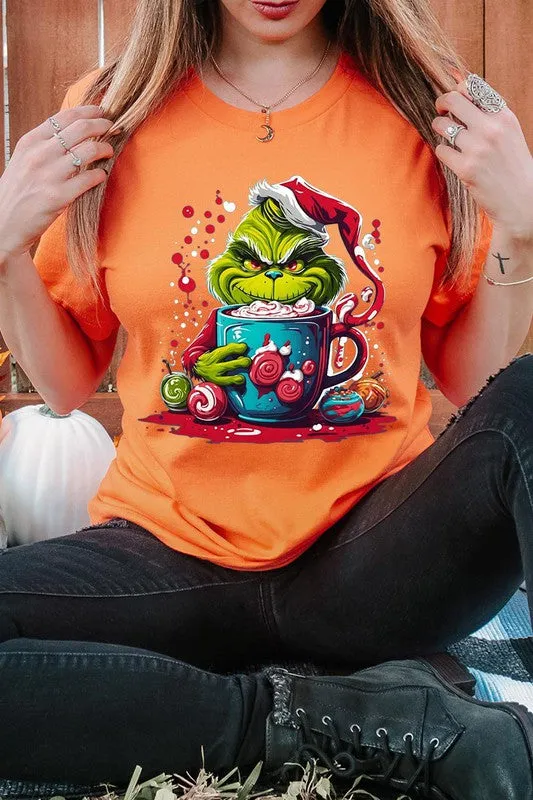 Giggling Grinch Christmas Holiday Unisex Short Sleeve Graphic Tee T-Shirt