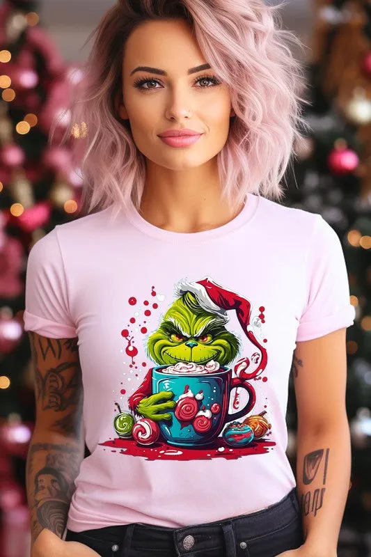 Giggling Grinch Christmas Holiday Unisex Short Sleeve Graphic Tee T-Shirt