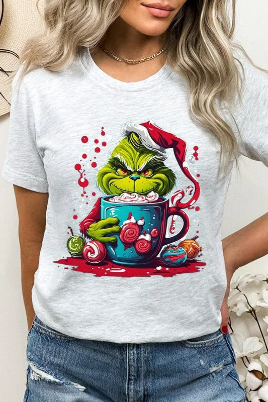 Giggling Grinch Christmas Holiday Unisex Short Sleeve Graphic Tee T-Shirt