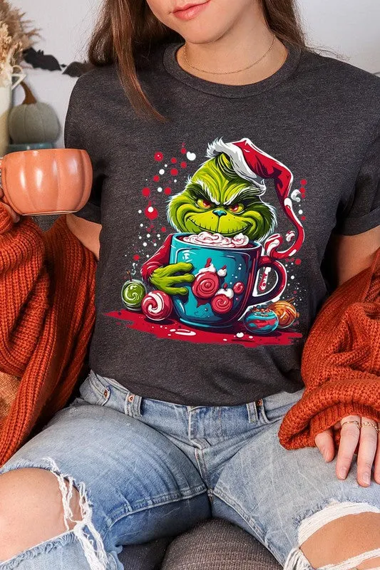 Giggling Grinch Christmas Holiday Unisex Short Sleeve Graphic Tee T-Shirt