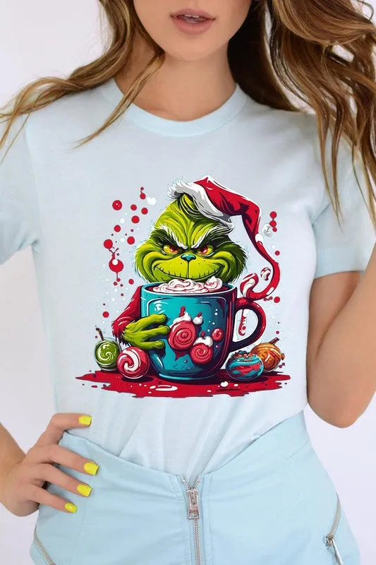 Giggling Grinch Christmas Holiday Unisex Short Sleeve Graphic Tee T-Shirt