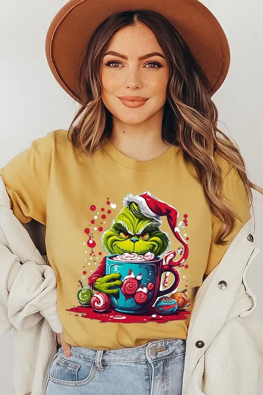 Giggling Grinch Christmas Holiday Unisex Short Sleeve Graphic Tee T-Shirt