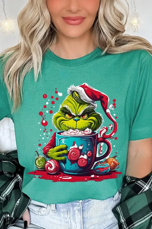 Giggling Grinch Christmas Holiday Unisex Short Sleeve Graphic Tee T-Shirt
