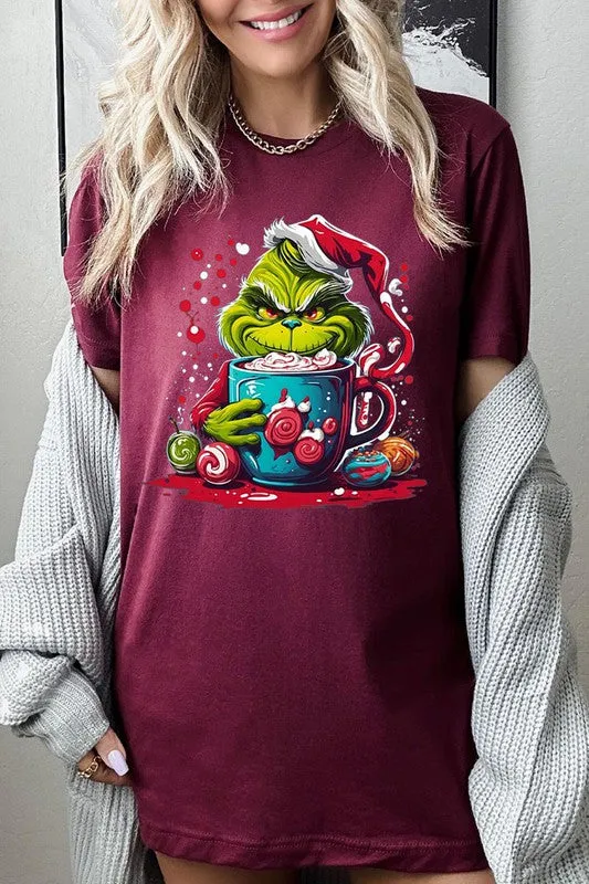 Giggling Grinch Christmas Holiday Unisex Short Sleeve Graphic Tee T-Shirt