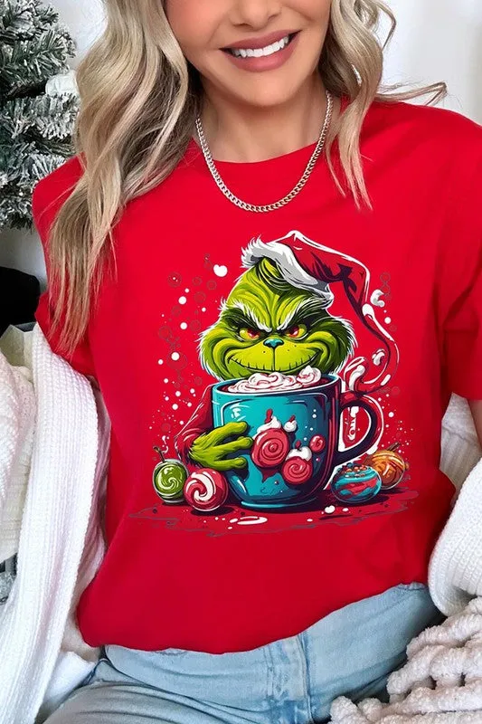 Giggling Grinch Christmas Holiday Unisex Short Sleeve Graphic Tee T-Shirt