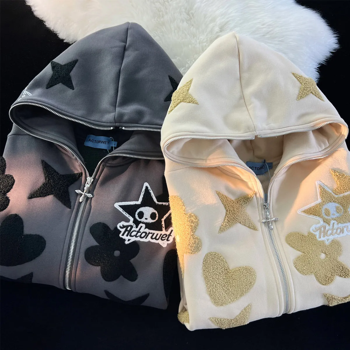 Gothic Chic Redefined: Kawaii Harajuku Cartoon Zipper Sweatshirt - Where Fantasy Meets Fashion! 🖤✨