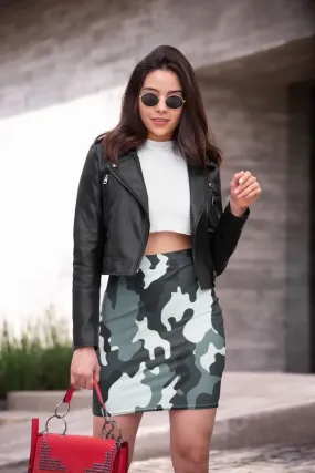 Grey Camo Pencil Skirt