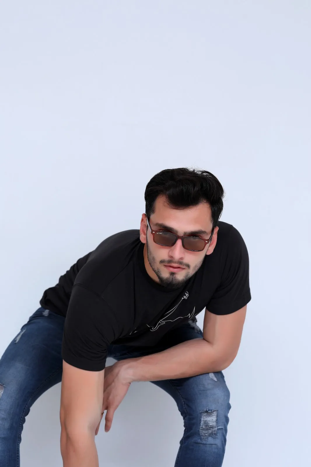 Guitar Printed Tee For Him-MTST-0043-Black