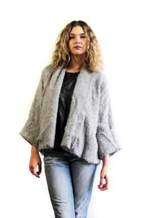 Hand - loom swing cardigan (Alpaca) Silver