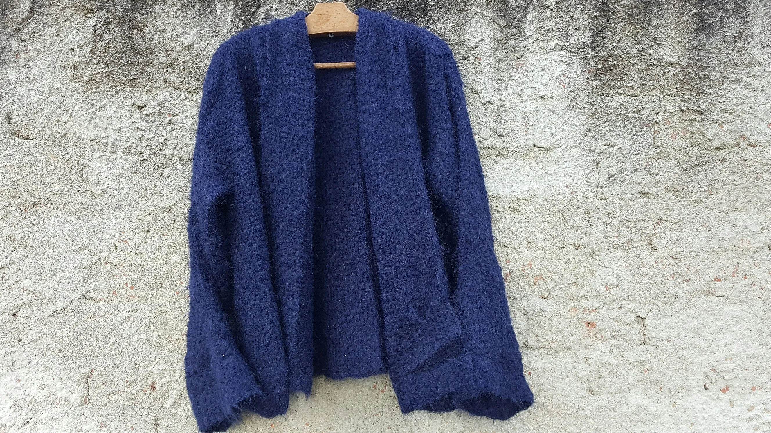Hand - loom swing cardigan (Alpaca) Silver