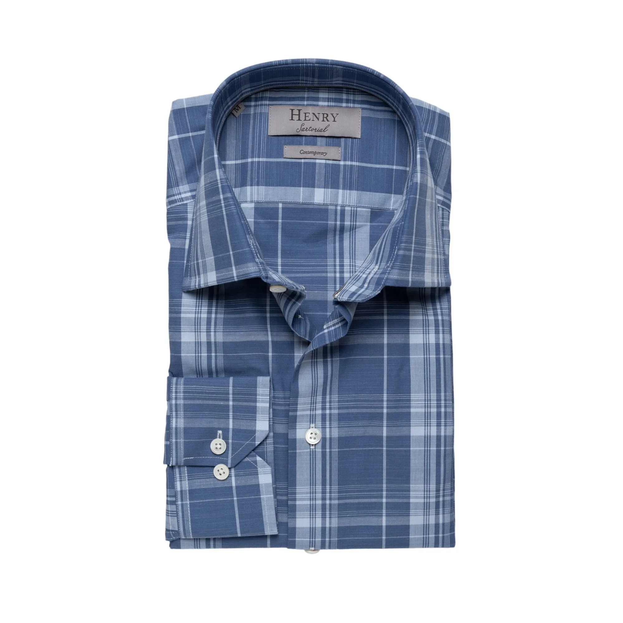 HENRY SARTORIAL Casual Check Shirt BLUE CHECK