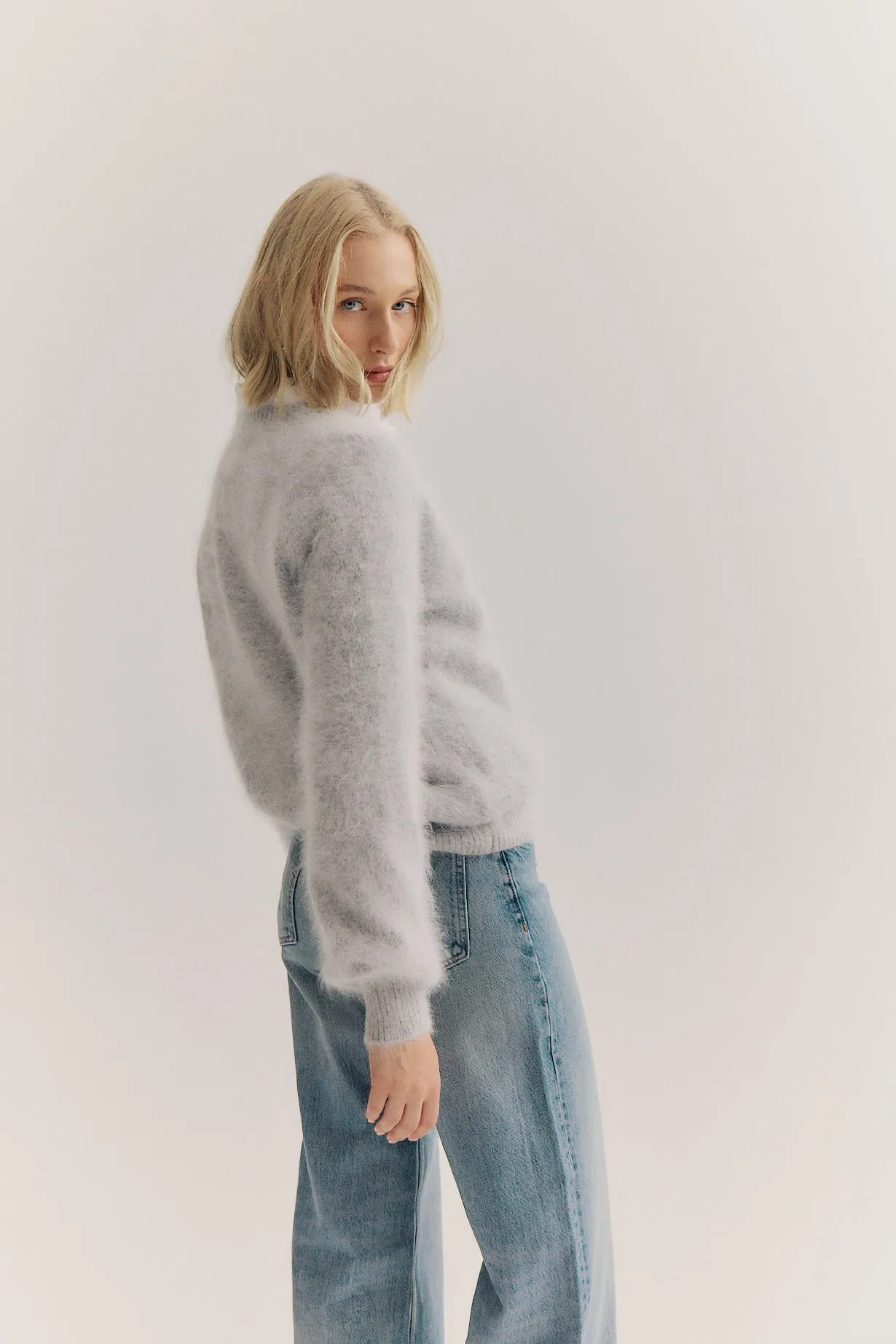 Isabella V Neck - Light Grey