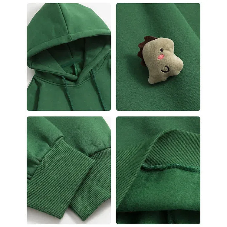 Jurassic Chic: Loose Fit Dinosaur Pattern Hooded Sweatshirt - Your Stylish Adventure Awaits! 🦕✨