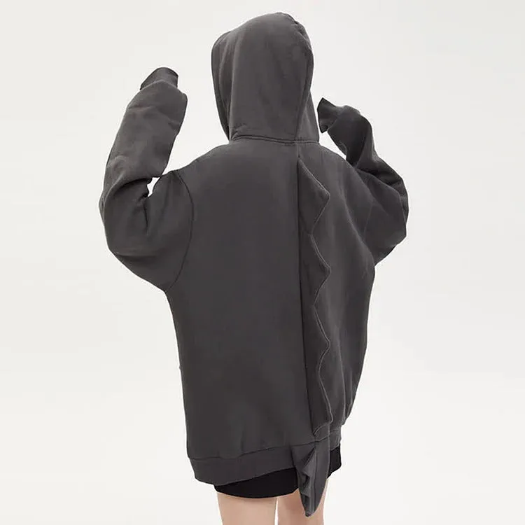 Jurassic Chic: Loose Fit Dinosaur Pattern Hooded Sweatshirt - Your Stylish Adventure Awaits! 🦕✨